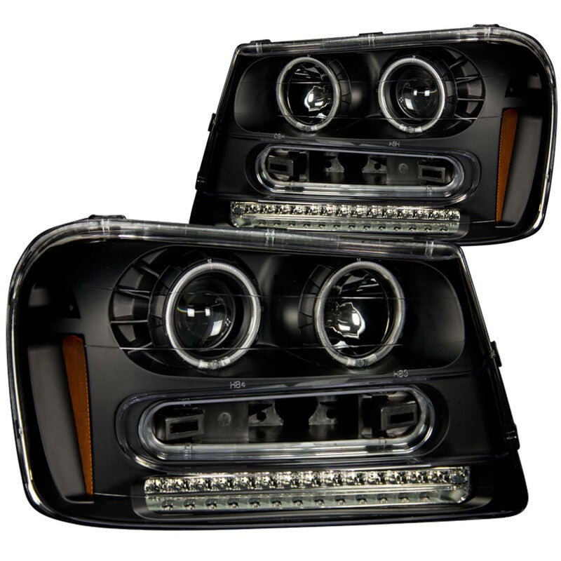Anzo 2002-2009 Chevrolet Trailblazer Projector Headlights w/ Halo Black