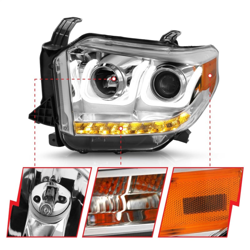 Anzo 2014-2016 Toyota Tundra Projector Headlights w/ U-Bar Chrome