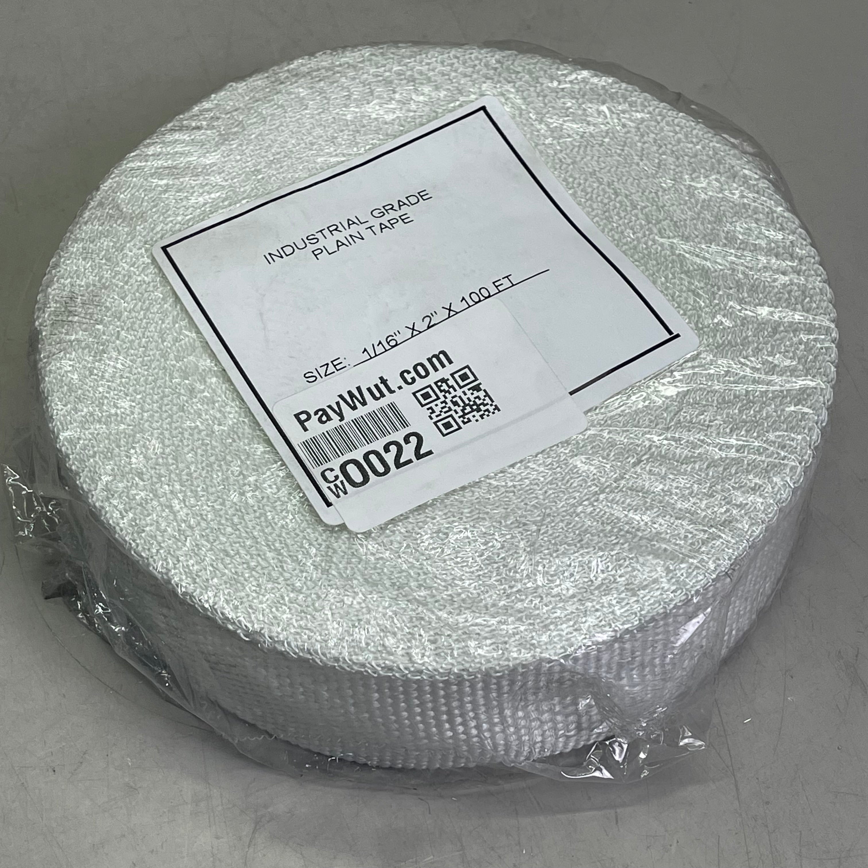 Industrial Grade Plain Fiberglass Tape White 1/16" x 2" x 100 ft