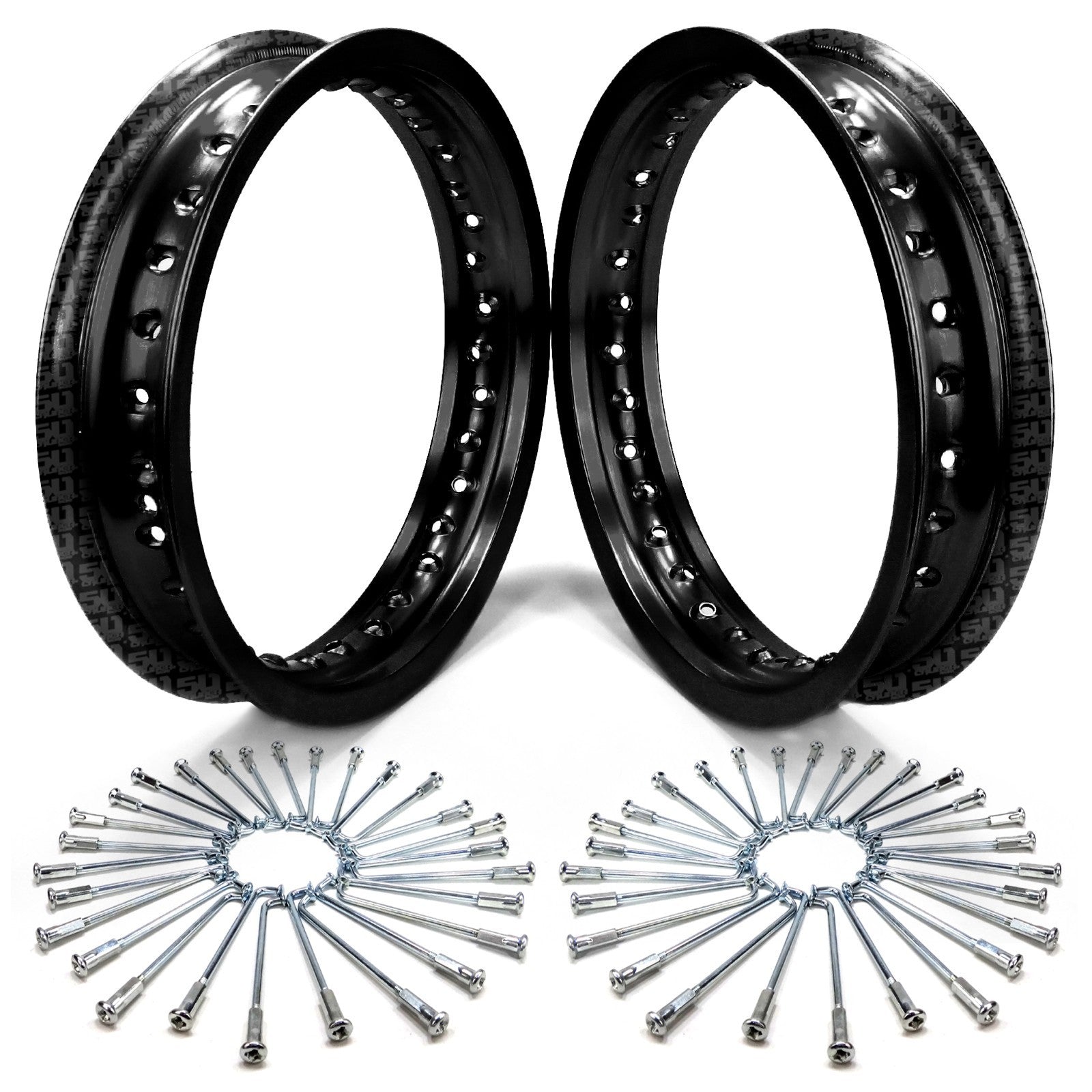 2 Pit Bike Rims 10 inch 28 Hole + Spokes