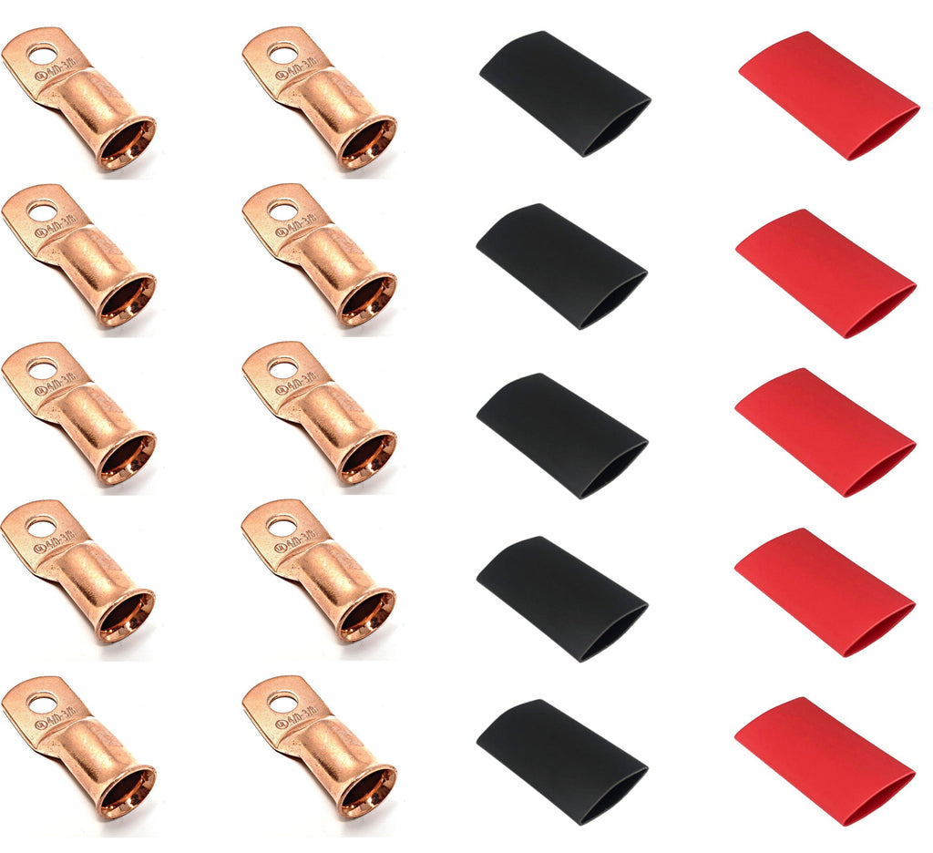 4/0 Gauge Cable Lugs with Heat Shrink Tubing Kit