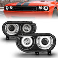 Anzo 2008-2014 Dodge Challenger Projector Headlights w/ Halo Black (CCFL)