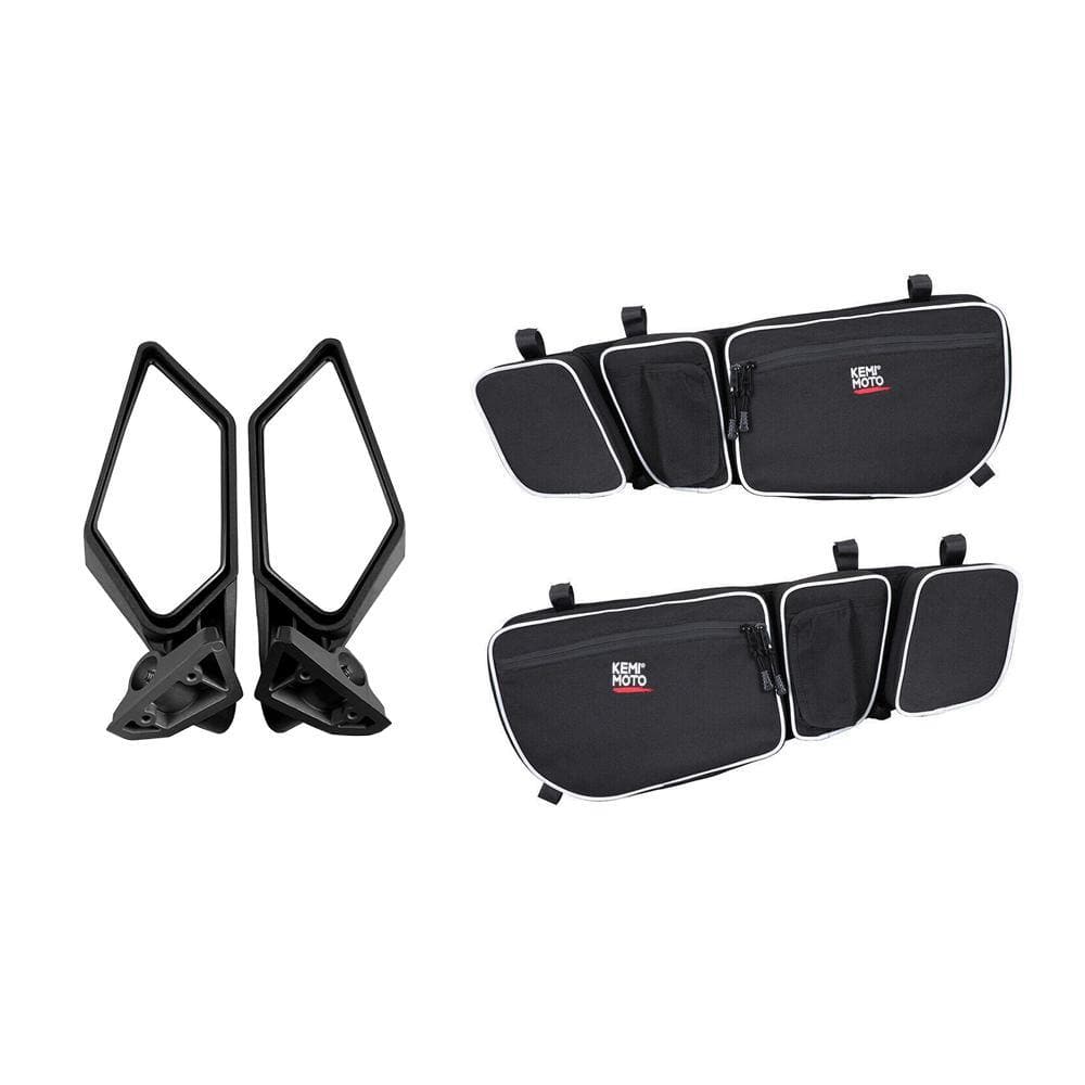 Kemimoto Rear View Side Mirrors & Door Strorage Bags Maverick X