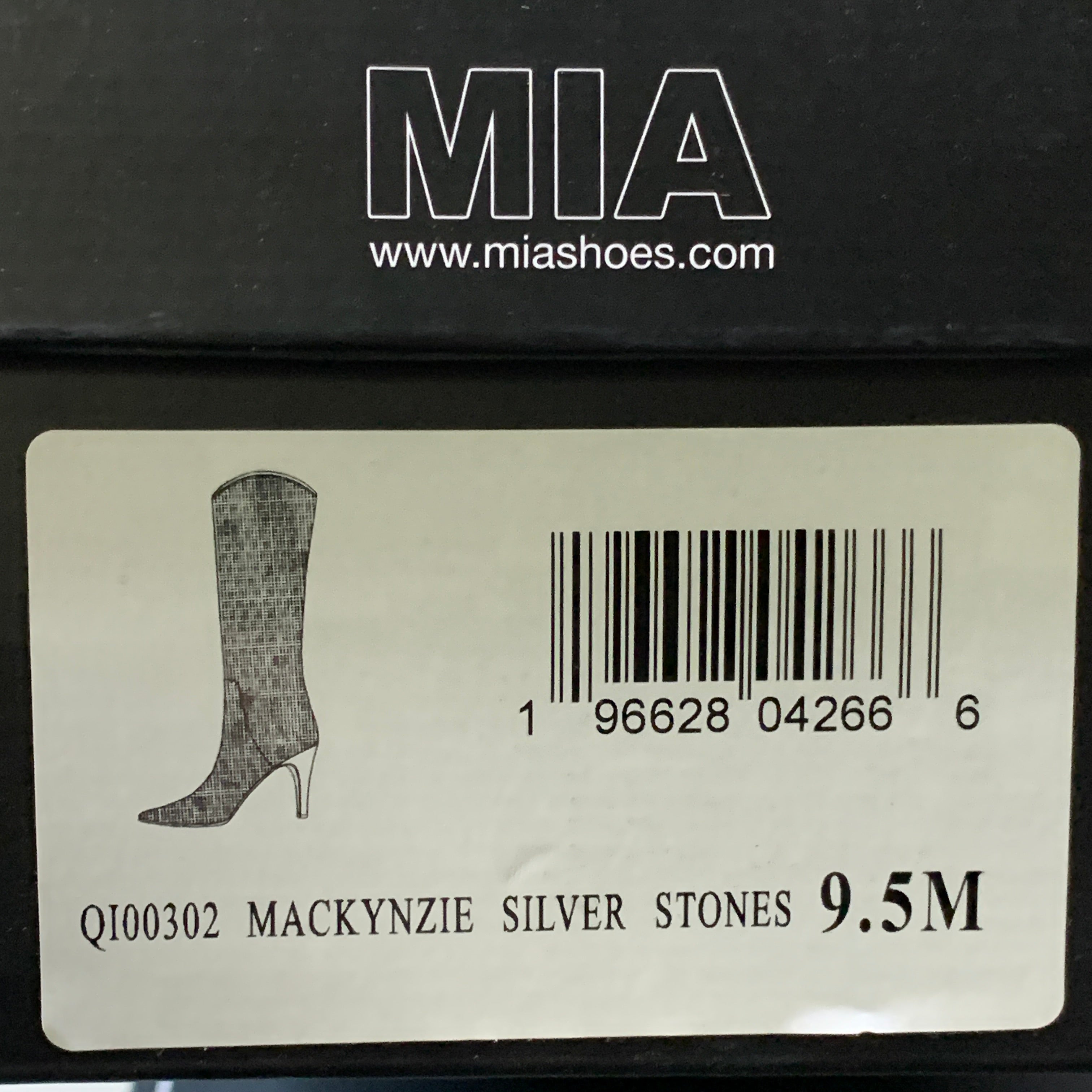 MIA Mackynzie Silver Stone Tall Heeled Boots Sz 9.5M Q100302