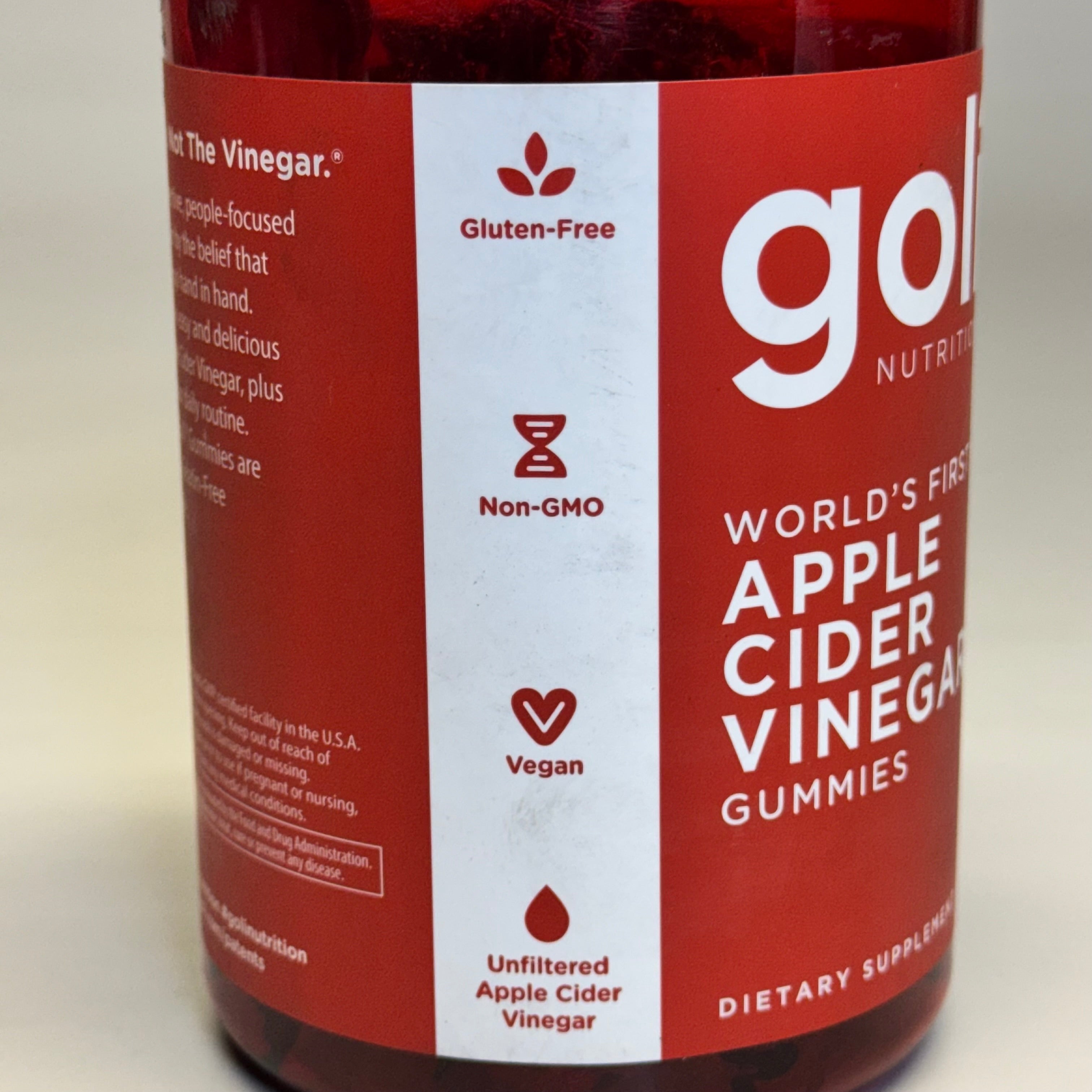 ZA@ GOLÍ Nutrition Apple Cider Vinegar 120 Gummies Sz 6.5” H Red BB Exp 08/25