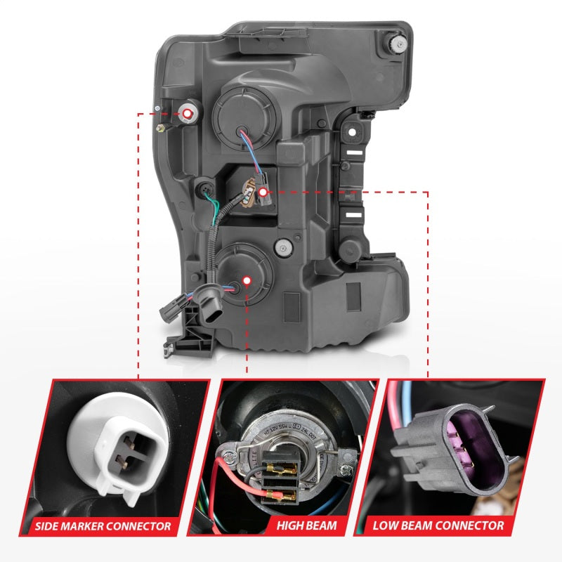Anzo LED Headlights 17-18 Ford F-250 Projector Plank-Style