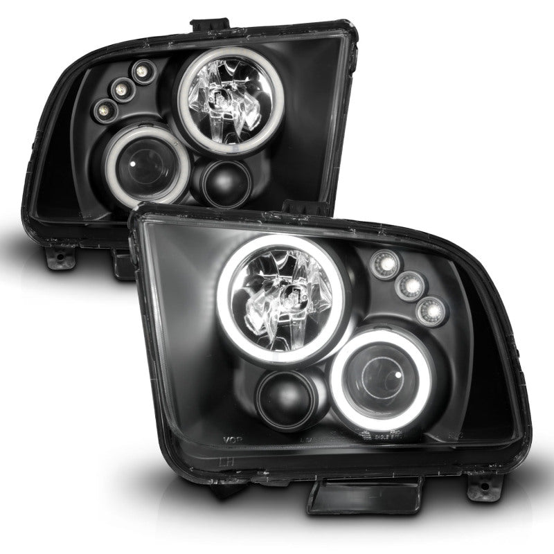 Anzo 2005-2009 Ford Mustang Projector Headlights w/ Halo Black