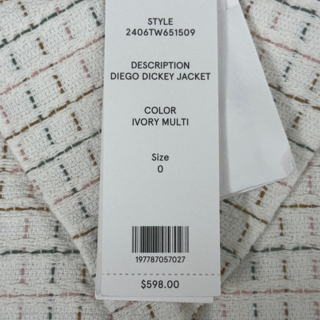 VERONICA BEARD Women's Diego Dickey Jacket Sz-0 Ivory/Multi 2406TW651509