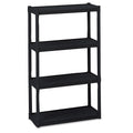 Iceberg Rough n Ready Open Storage System, Four-Shelf, Injection-Molded Polypropylene, 32w x 13d x 54h, Black