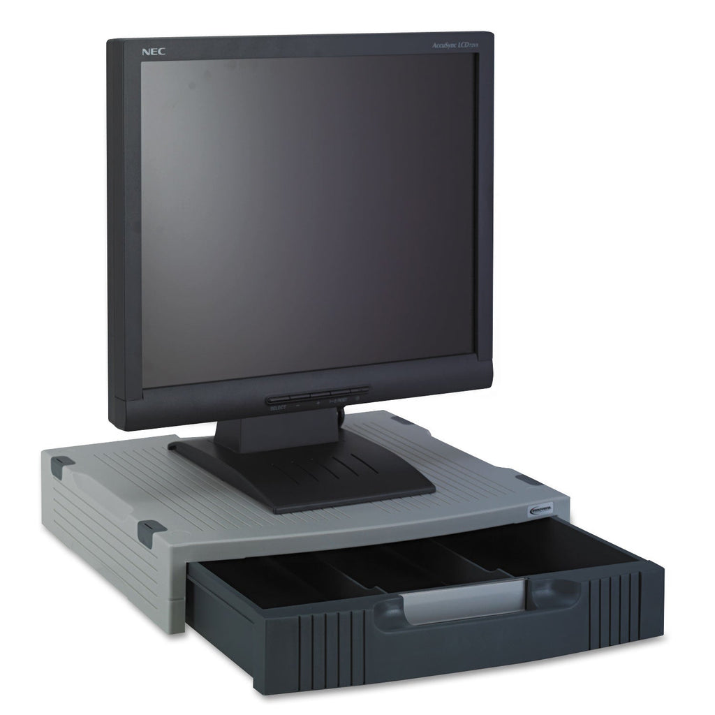 Innovera Basic LCD Monitor/Printer Stand, 15" x 11" x 3", Charcoal Gray/Light Gray