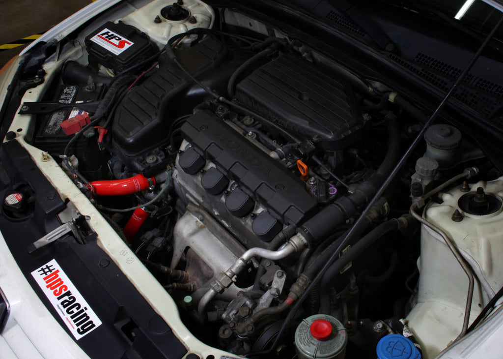 HPS Performance HPS Red Reinforced Silicone Radiator Hose Kit Coolant Honda 01-05 Civic 1.7L Automatic Trans.