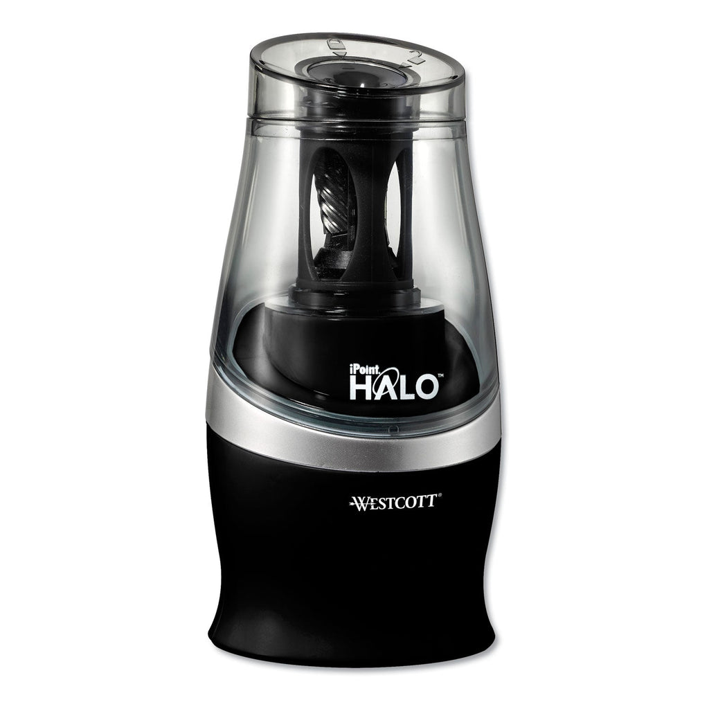 Westcott Halo Colored Pencil Non-Stick Electric Sharpener, AC-Powered, 3.5 x 6.75, Black/Silver