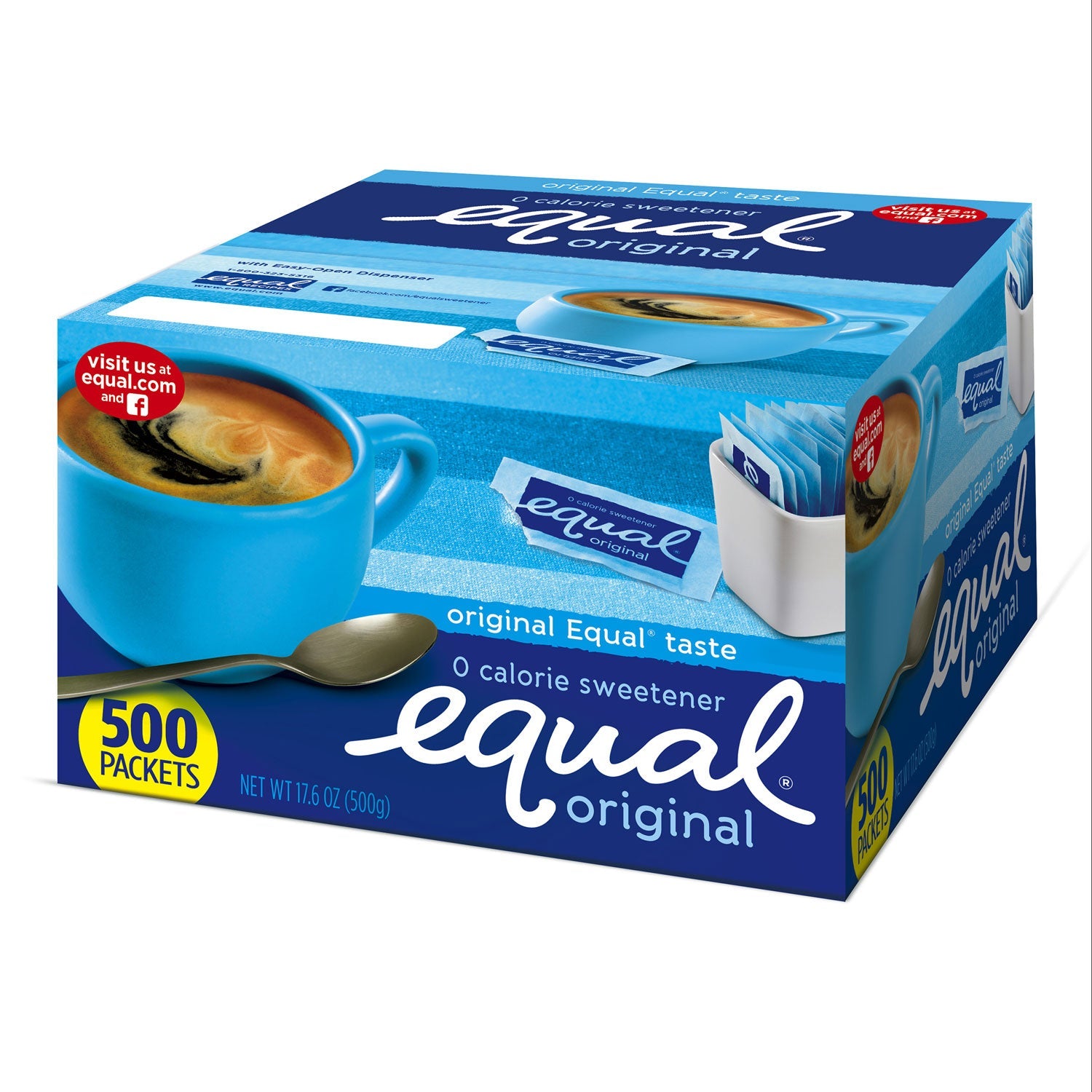 Equal Zero Calorie Sweetener, 0.035 oz Packets, 500/Box
