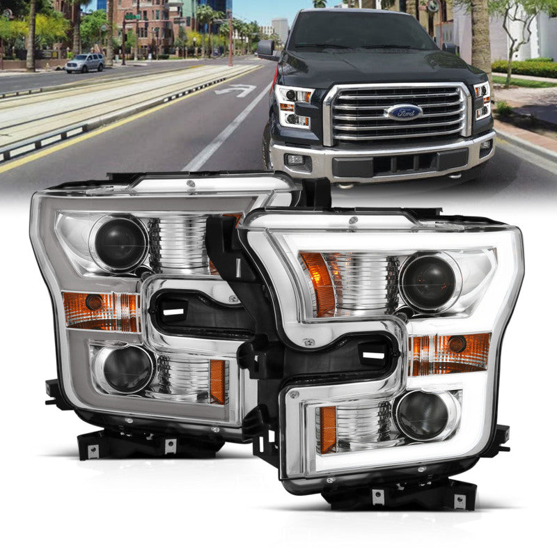 Anzo 2015-2016 Ford F-150 Projector Headlights w/ Plank Style Switchback Ch