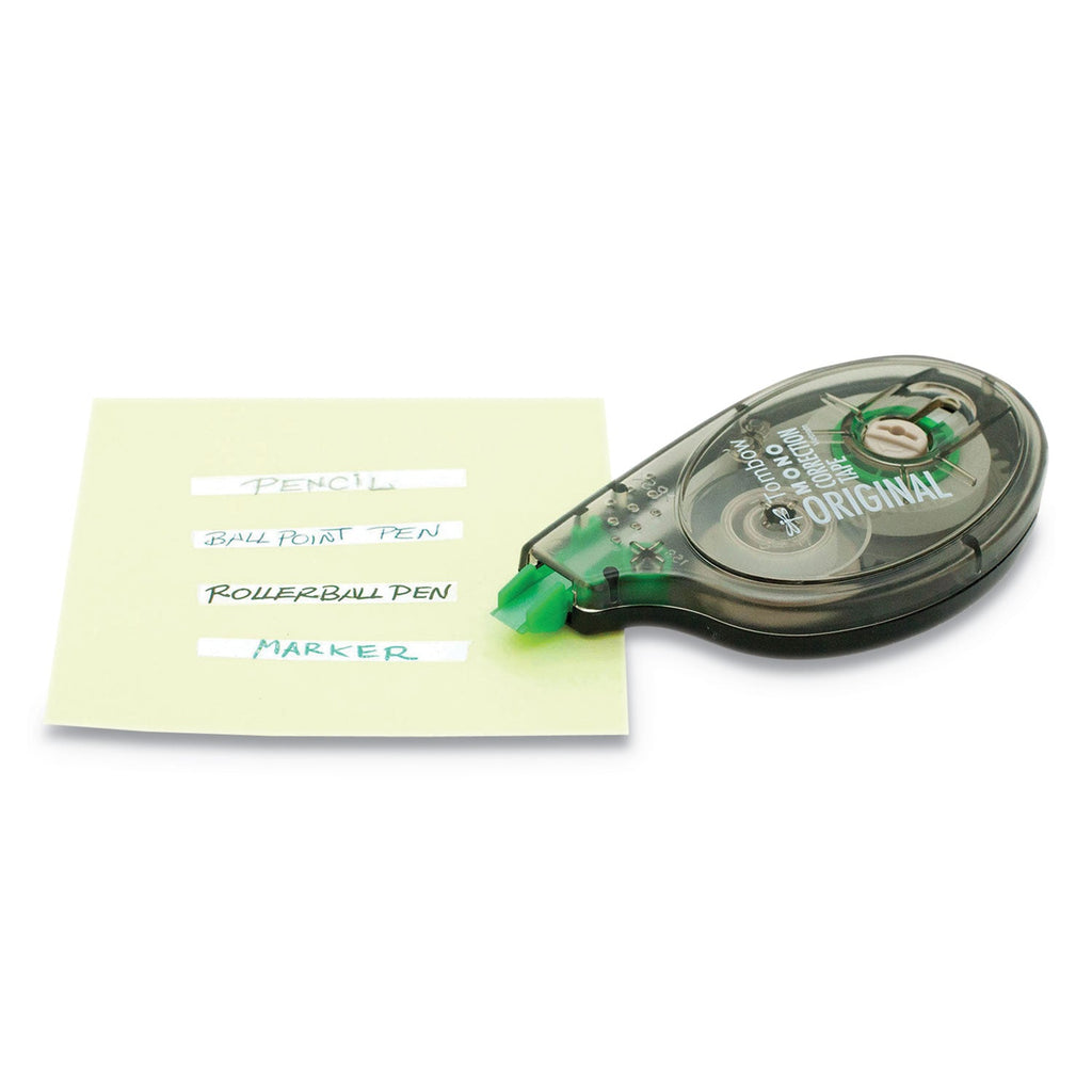 Tombow MONO Correction Tape, Non-Refillable, Gray/Clear Applicator, 0.17" x 394", White Tape