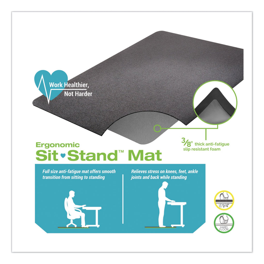 deflecto Ergonomic Sit Stand Mat, 53 x 45, Black