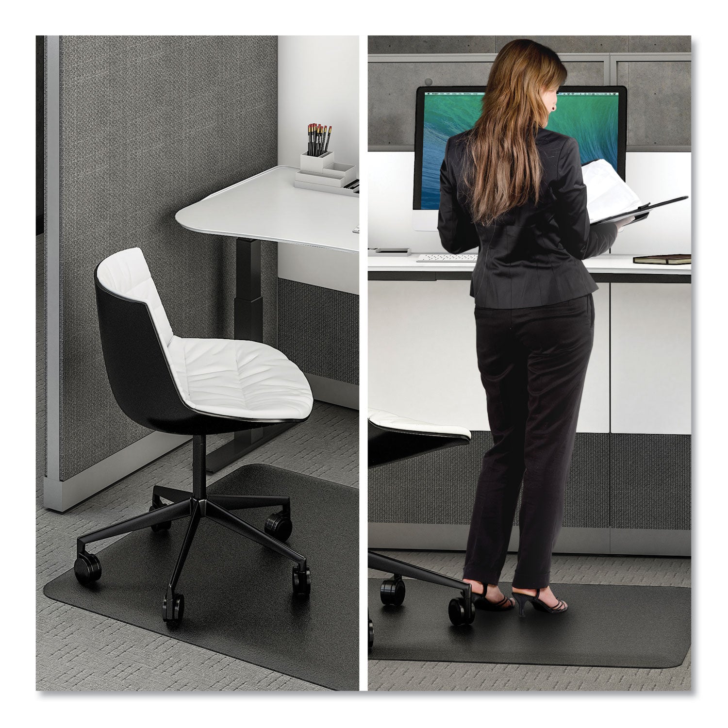 deflecto Ergonomic Sit Stand Mat, 53 x 45, Black
