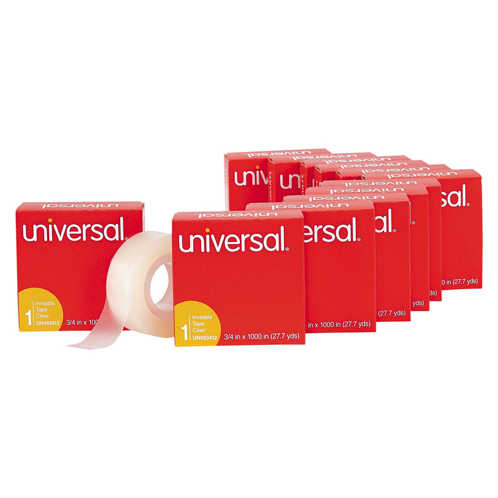 Universal Invisible Tape, 1" Core, 0.75" x 83.33 ft, Clear, 12/Pack