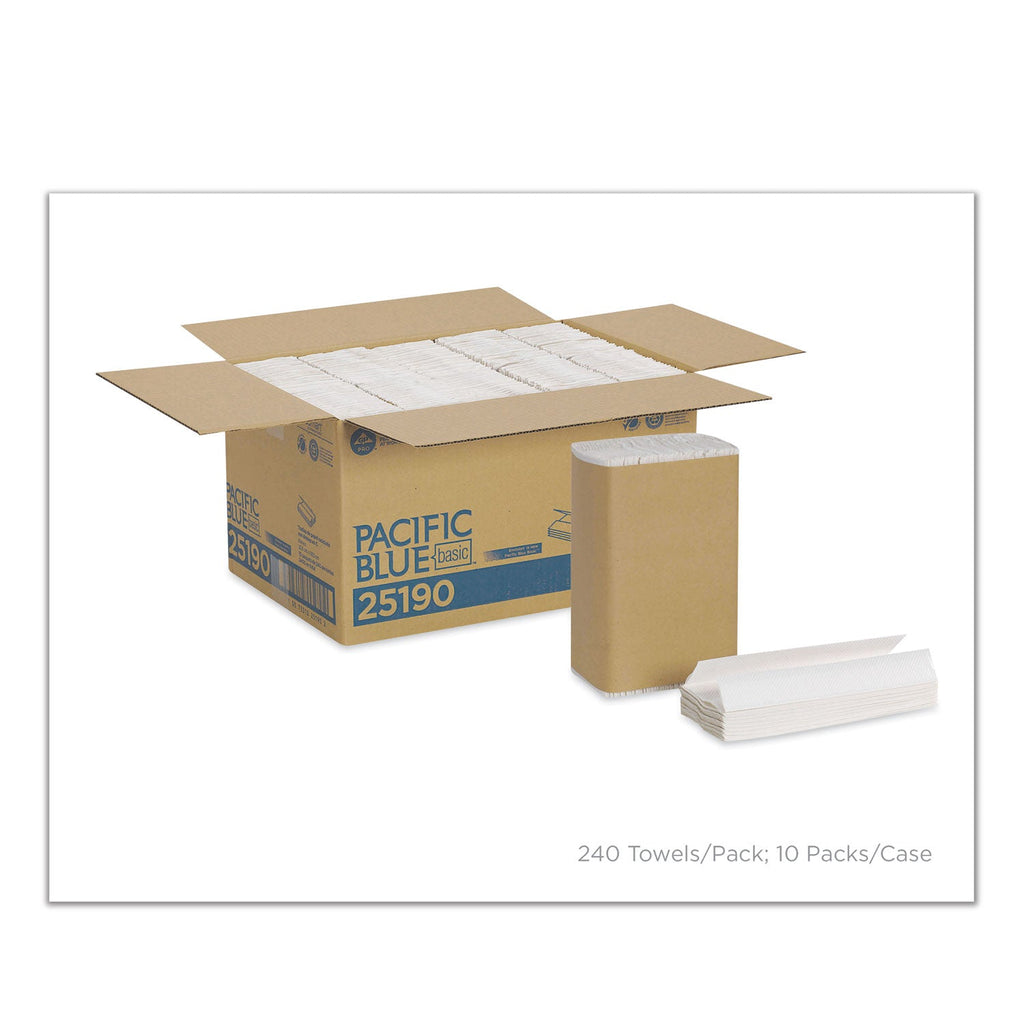 Georgia Pacific Pacific Blue Basic C-Fold Paper Towel, 10.1 x 12.7, White, 240/Pack, 10 Packs/Carton