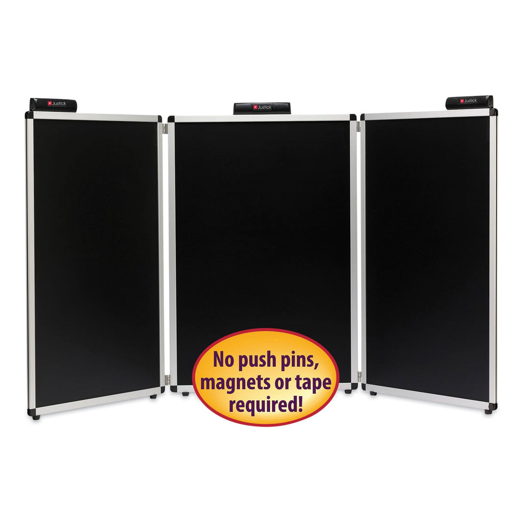 Smead Justick Three-Panel Electro-Surface Table-Top Expo Display, 72" x 36", Black