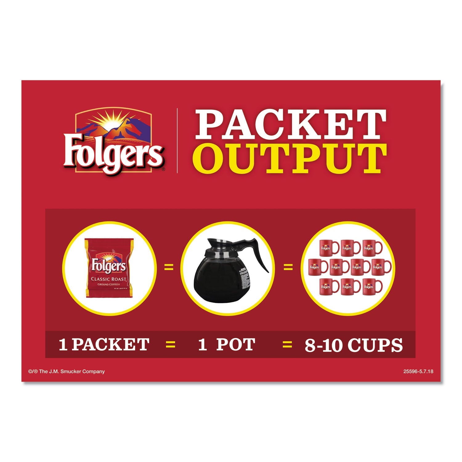 Folgers Coffee, Classic Roast, Decaf, 0.9 oz Bag, 36/Carton