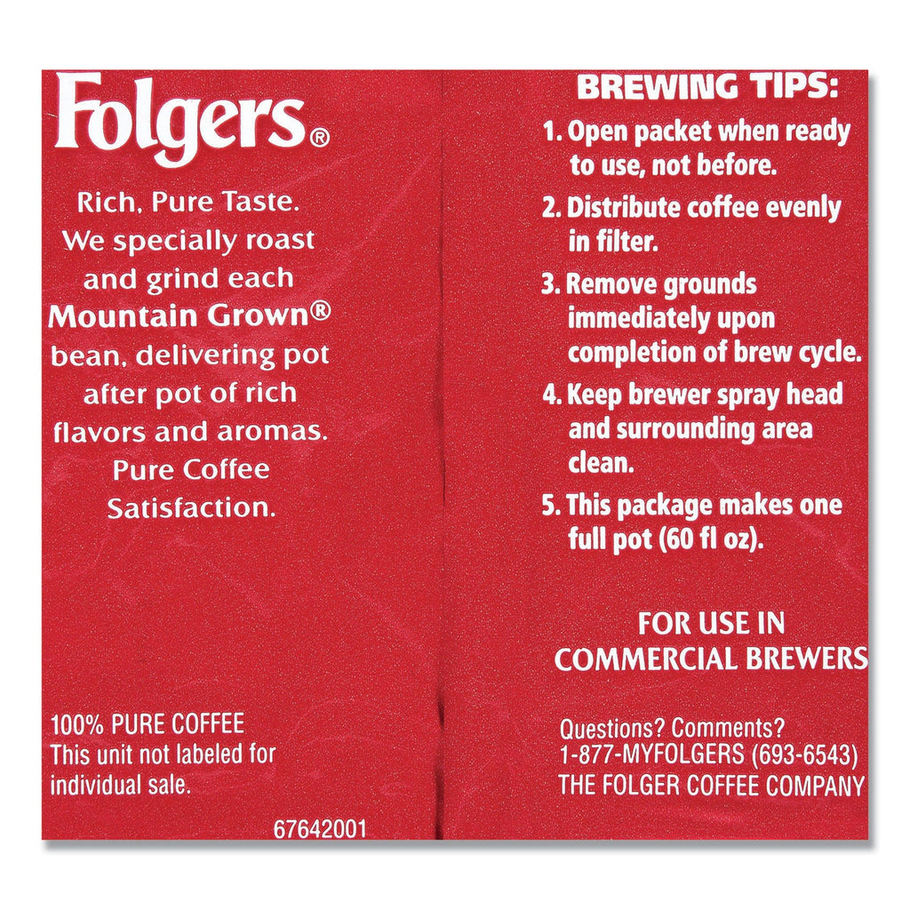 Folgers Coffee, Fraction Pack, Classic Roast, 1.5oz, 42/Carton