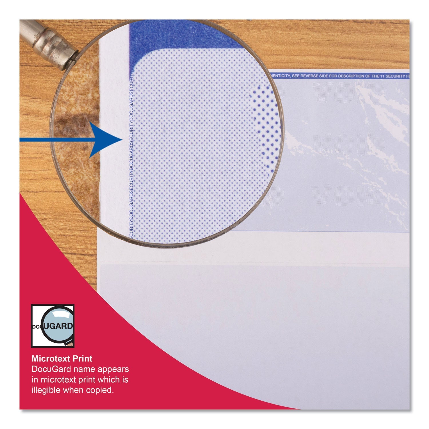 DocuGard Standard Security Check, 11 Features, 8.5 x 11, Blue Marble Bottom, 500/Ream