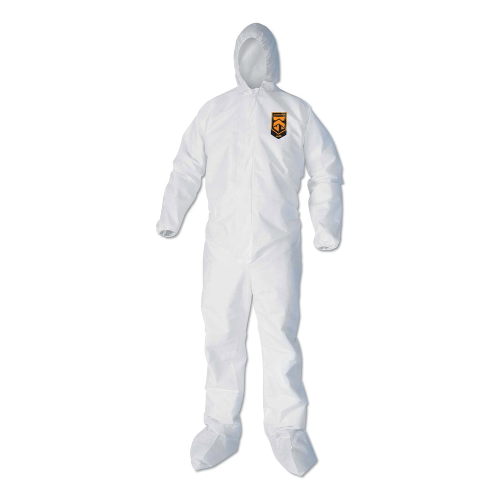 KleenGuard A40 Elastic-Cuff, Ankle, Hood and Boot Coveralls, X-Large, White, 25/Carton