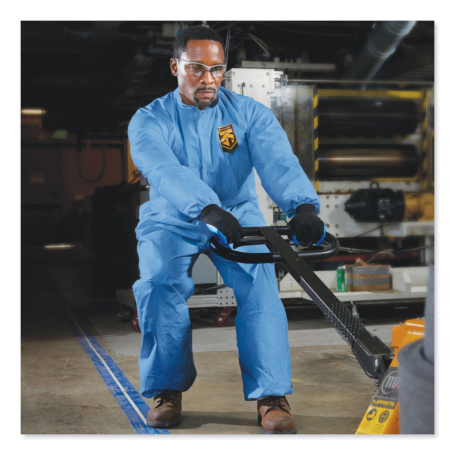 KleenGuard A60 Elastic-Cuff, Ankle and Back Coveralls, Large, Blue, 24/Carton
