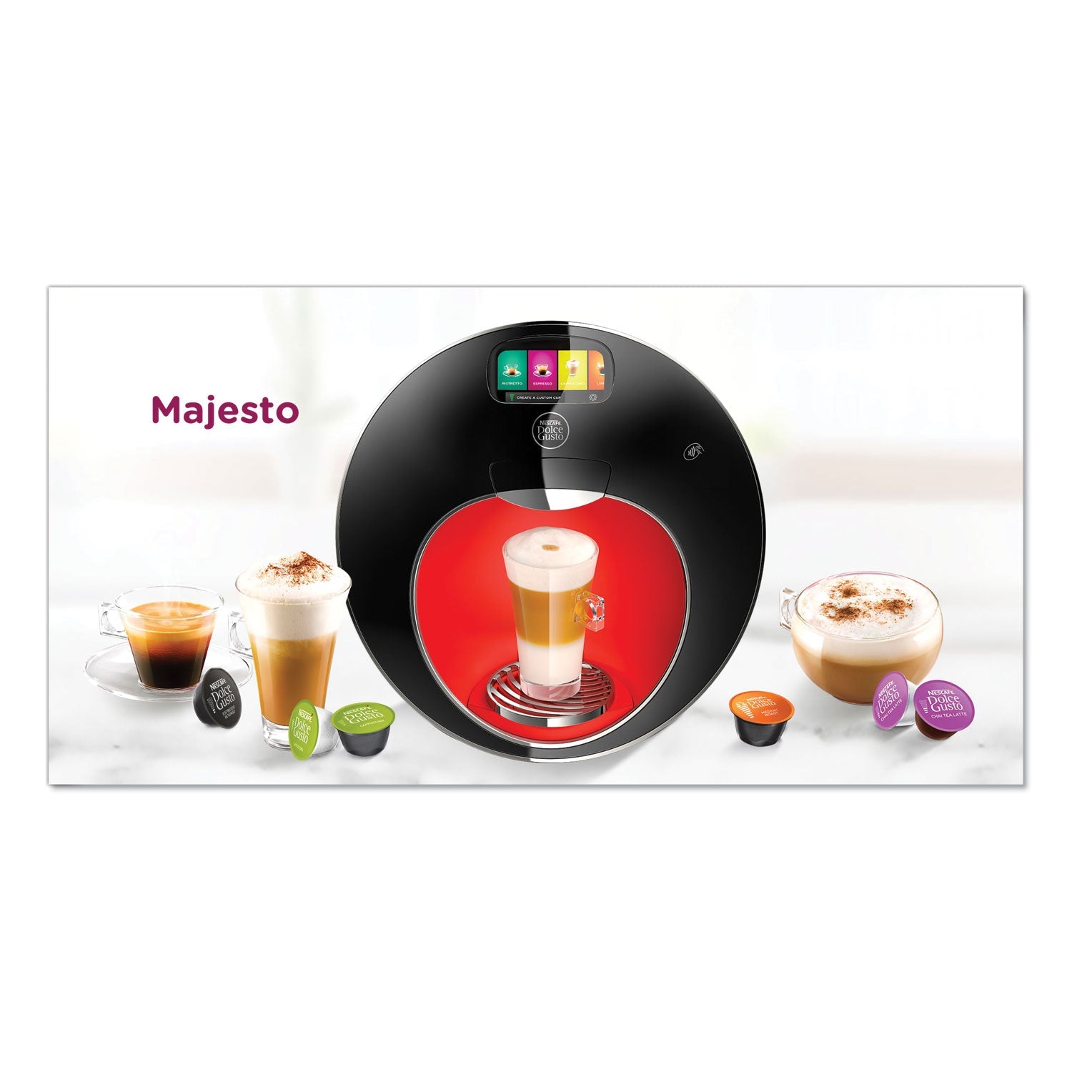 NESCAFÉ Majesto Automatic Coffee Machine, Black/Red