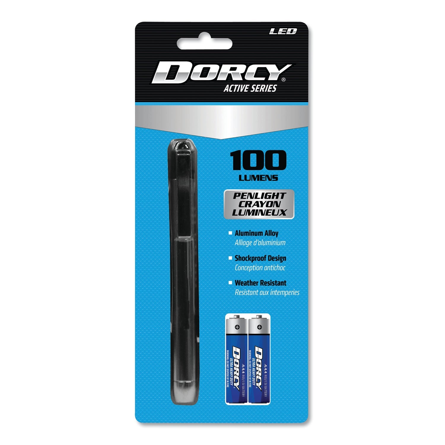 DORCY 100 Lumen LED Penlight, 2 AAA Batteries (Included), Silver