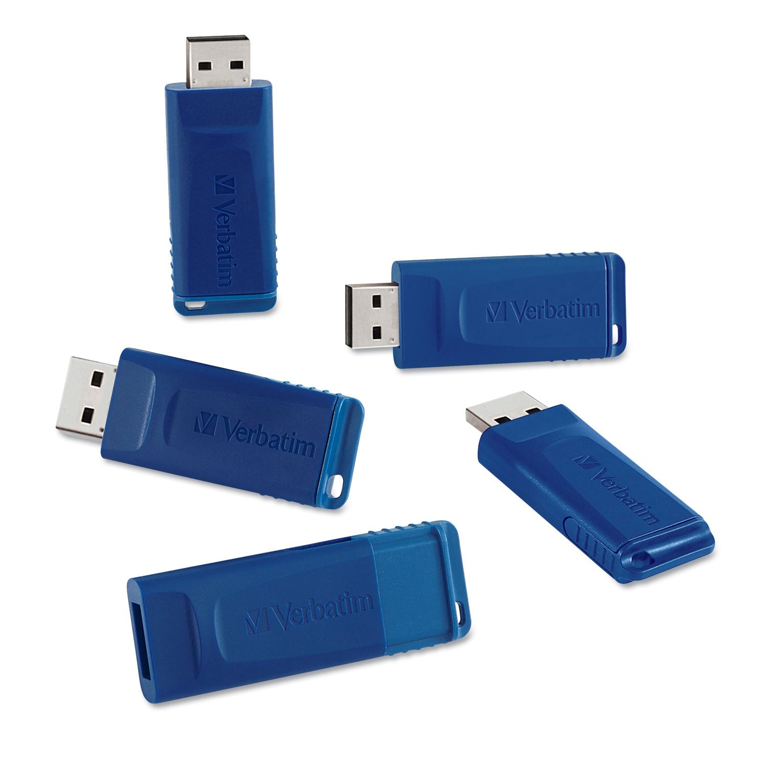 Verbatim Classic USB 2.0 Flash Drive, 8 GB, Blue, 5/Pack
