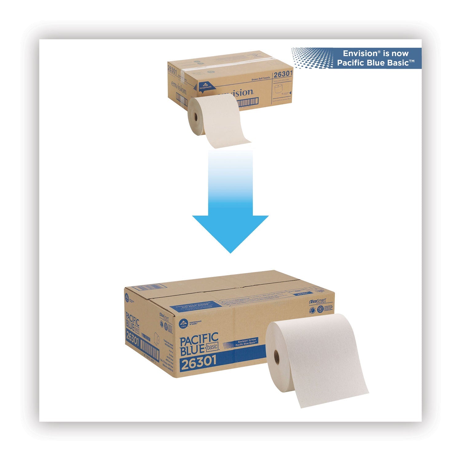 Georgia Pacific Pacific Blue Basic Nonperforated Paper Towels, 7.78 x 800 ft, Brown, 6 Rolls/Carton