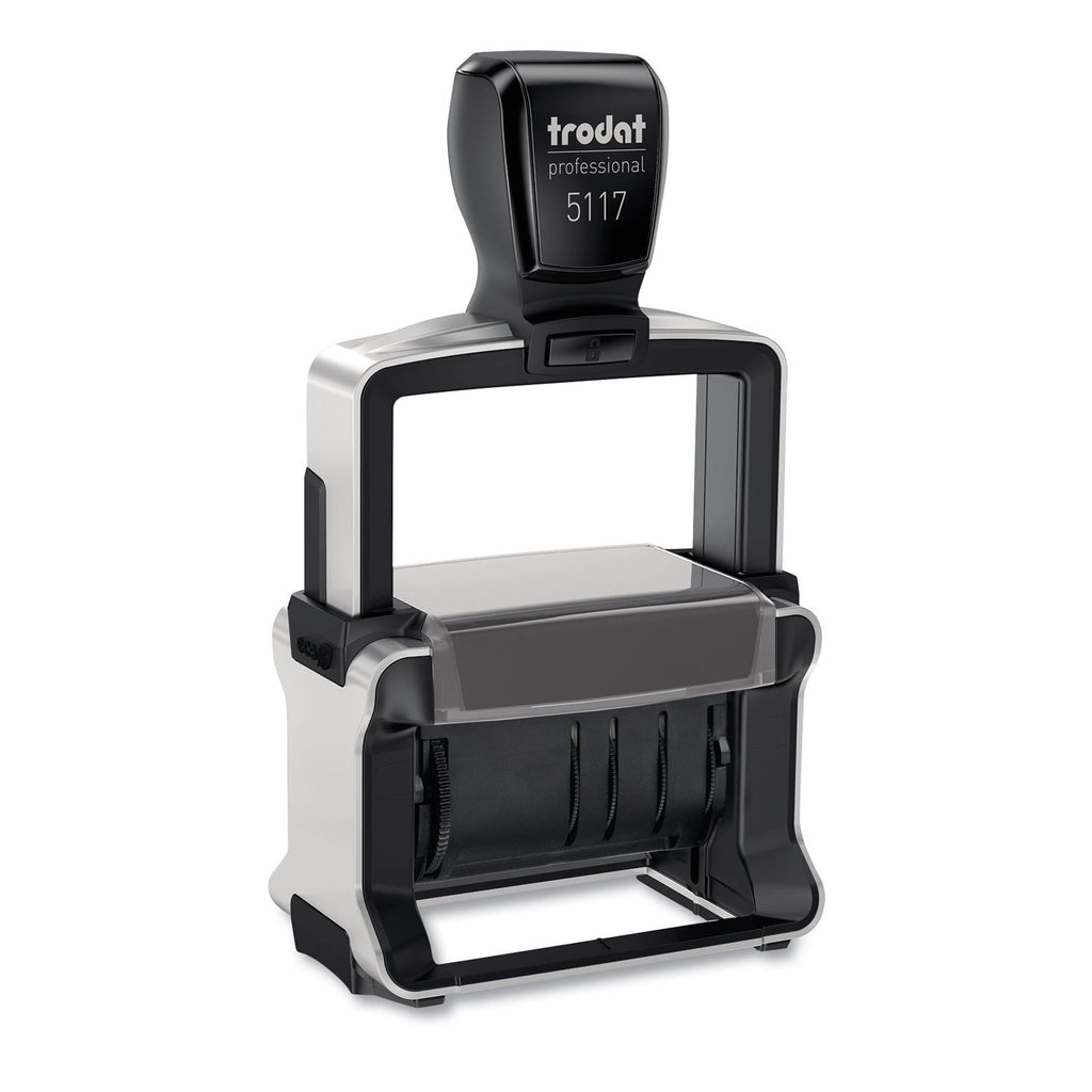 Trodat Professional 12-Message Date Stamp, Self-Inking, 2.25 x 0.38, Black