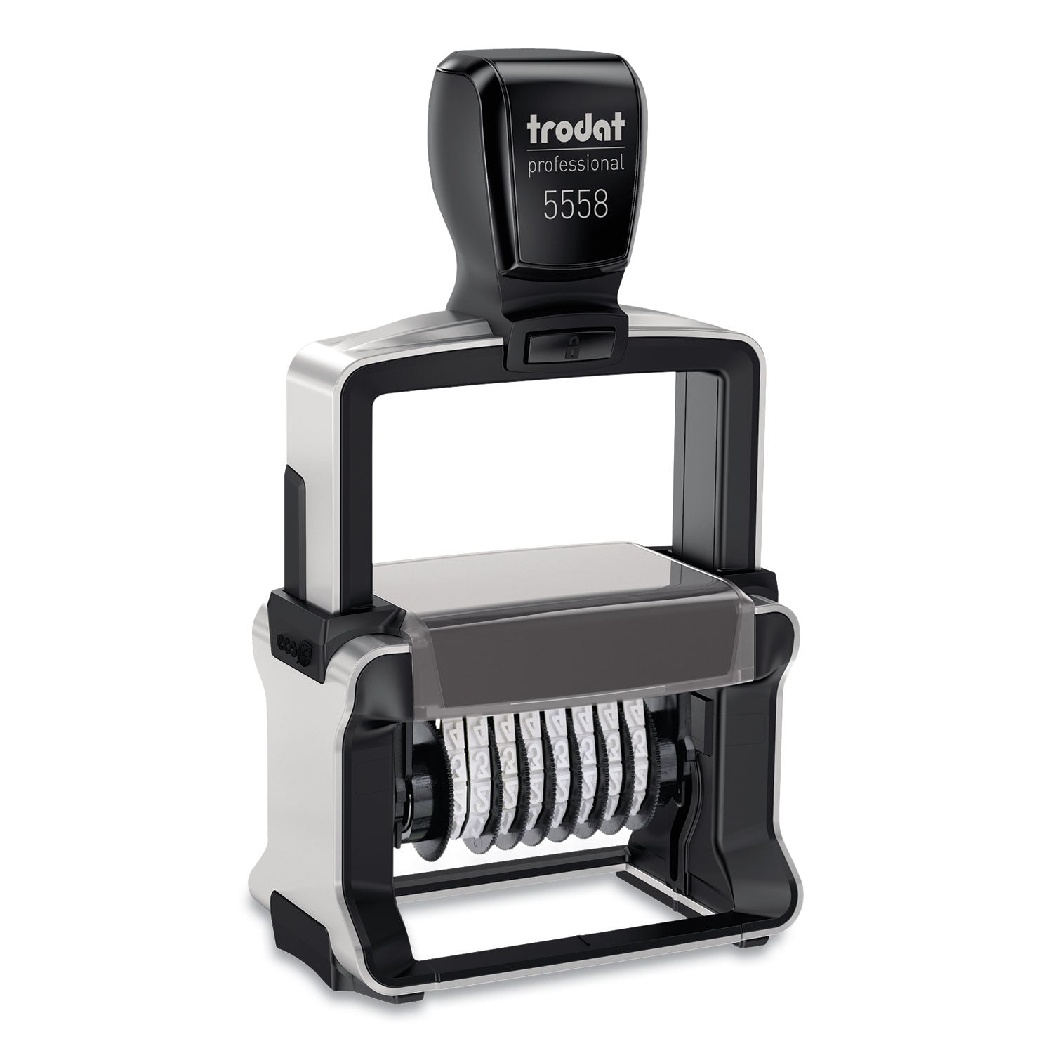 Trodat Professional Self-Inking Numberer, Eight Bands/Digits, Type Size: 2, Black