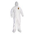 KleenGuard A30 Elastic Back and Cuff Hooded/Boots Coveralls, Large, White, 25/Carton