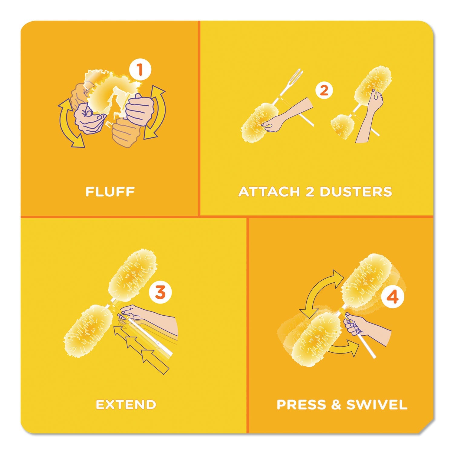 Swiffer Heavy Duty Dusters with Super Extender Handle, 6 ft Handle, 1 Handle/4 Dusters, 4/Carton