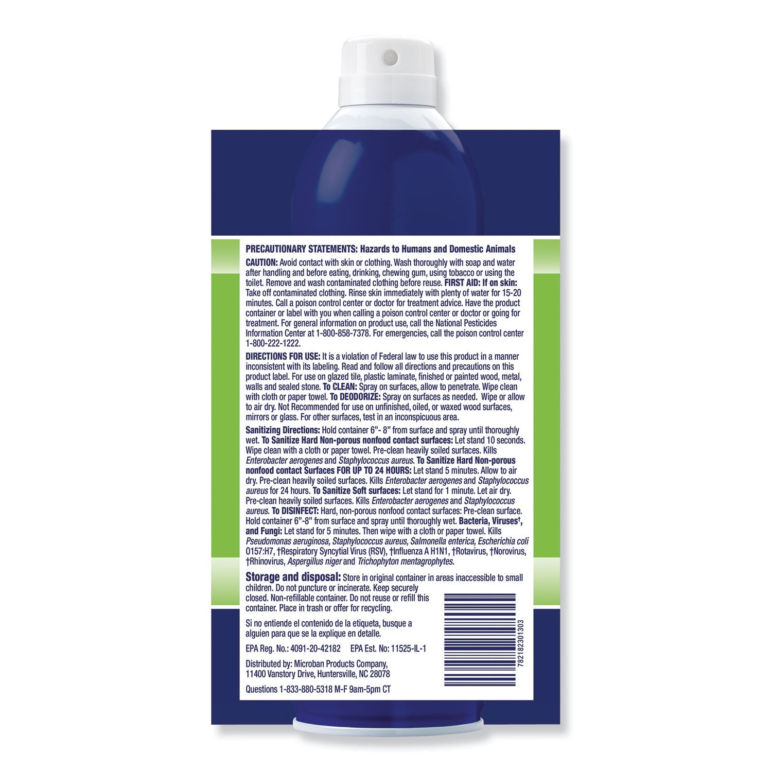 Microban 24-Hour Disinfectant Sanitizing Spray, Citrus, 15 oz Aerosol Spray