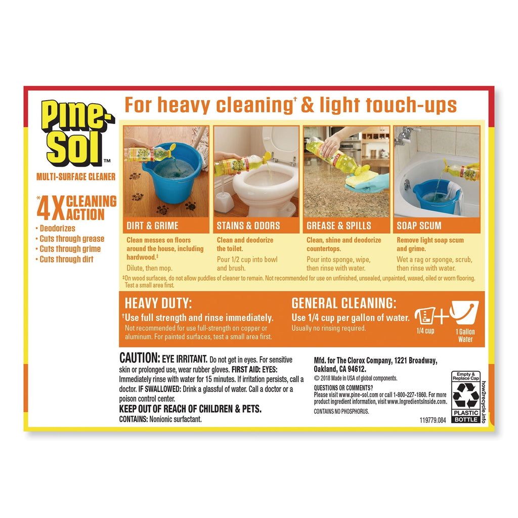 Pine-Sol Multi-Surface Cleaner, Lemon Fresh, 28 oz Bottle, 12/Carton