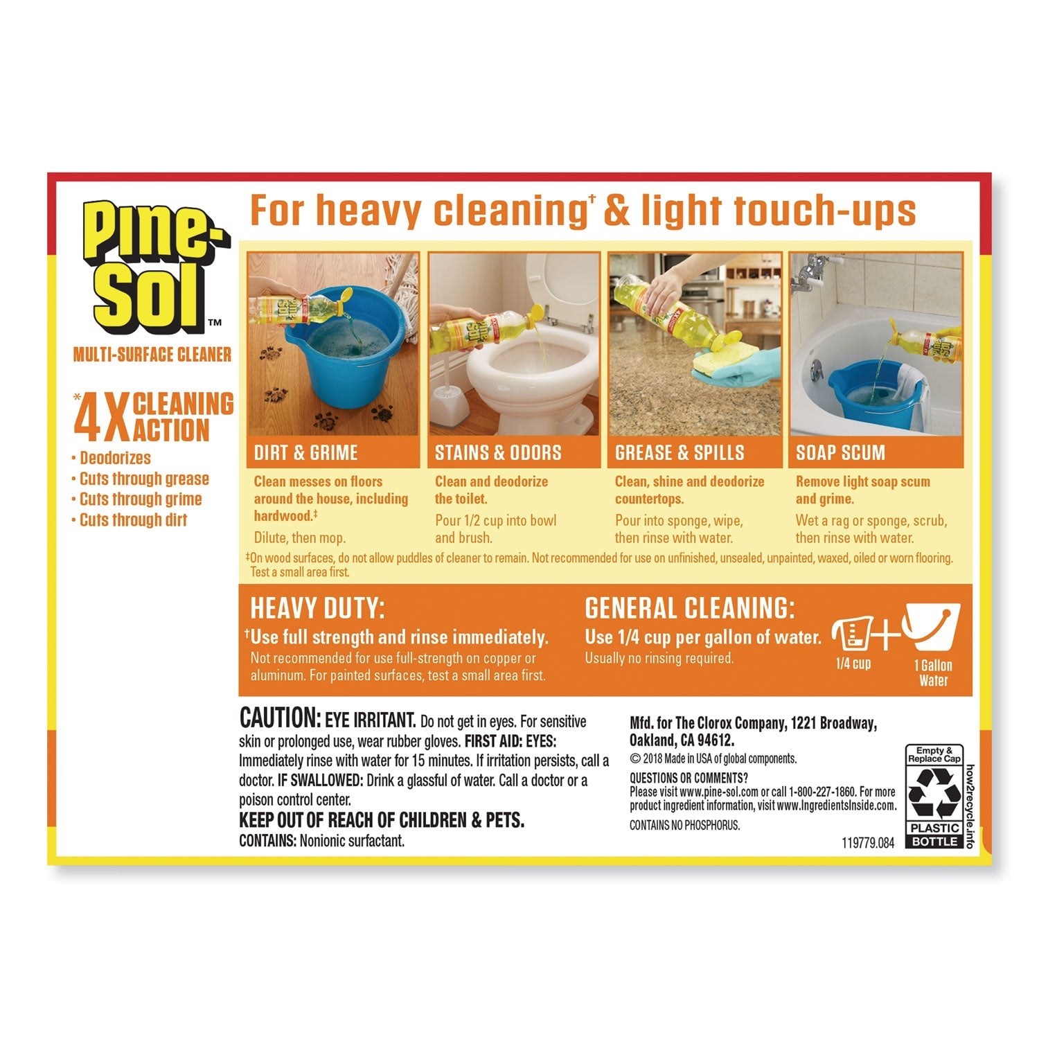 Pine-Sol Multi-Surface Cleaner, Lemon Fresh, 28 oz Bottle, 12/Carton