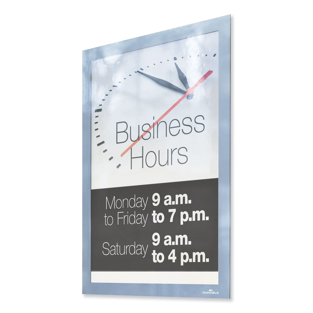 Durable DURAFRAME SUN Sign Holder, 8.5 x 11, Silver Frame, 2/Pack