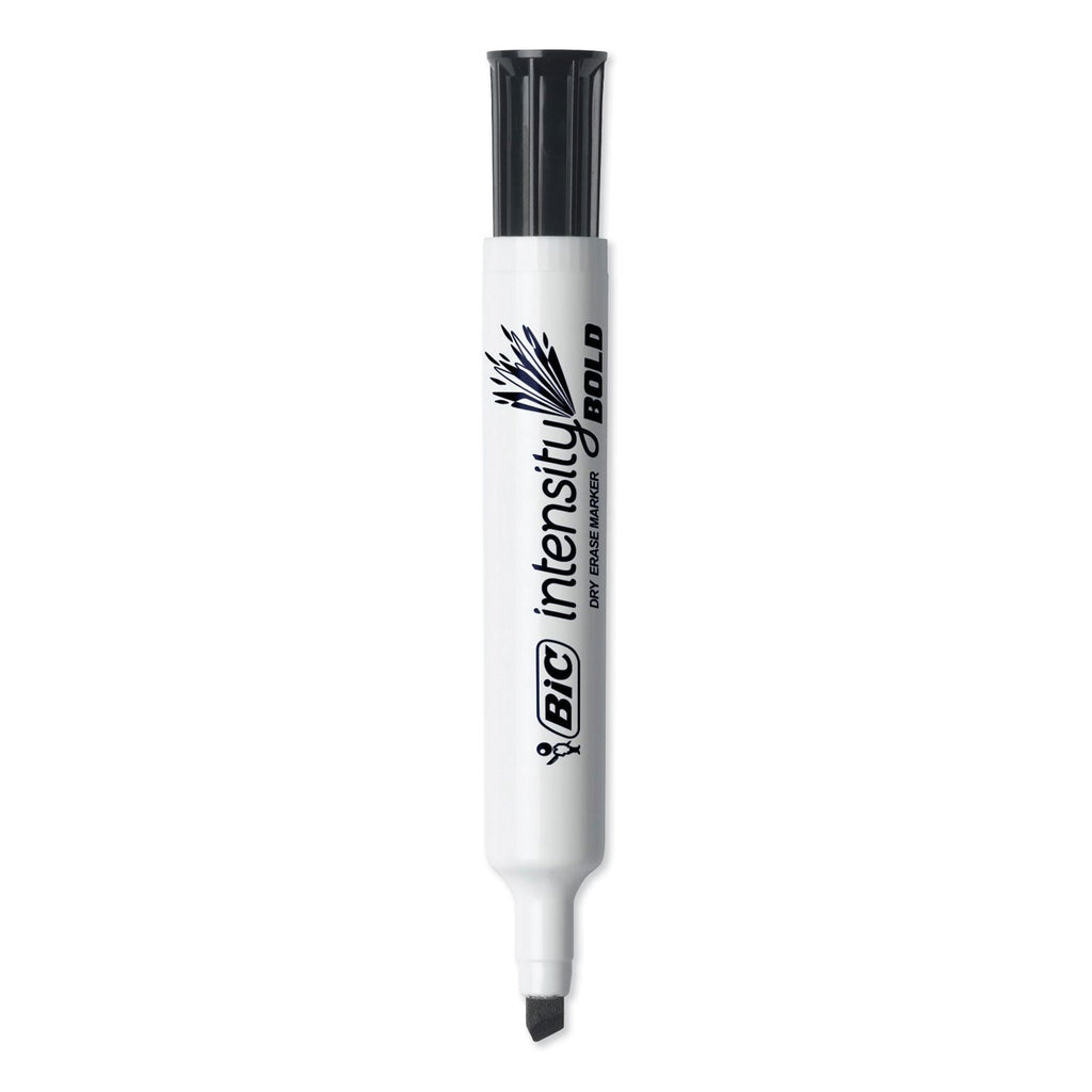 BIC Intensity Bold Tank-Style Dry Erase Marker, Broad Chisel Tip, Black, Dozen