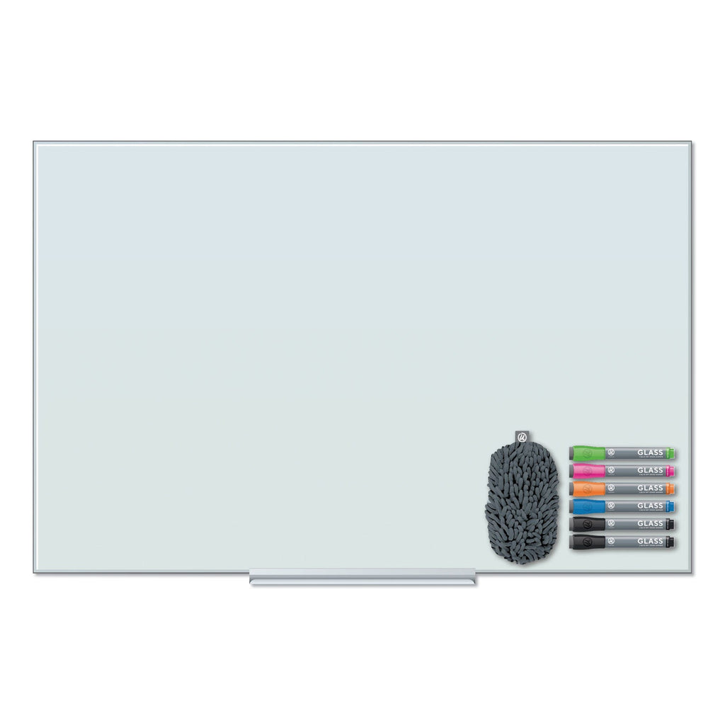 U Brands Floating Glass Dry Erase Board, 36 x 24, White