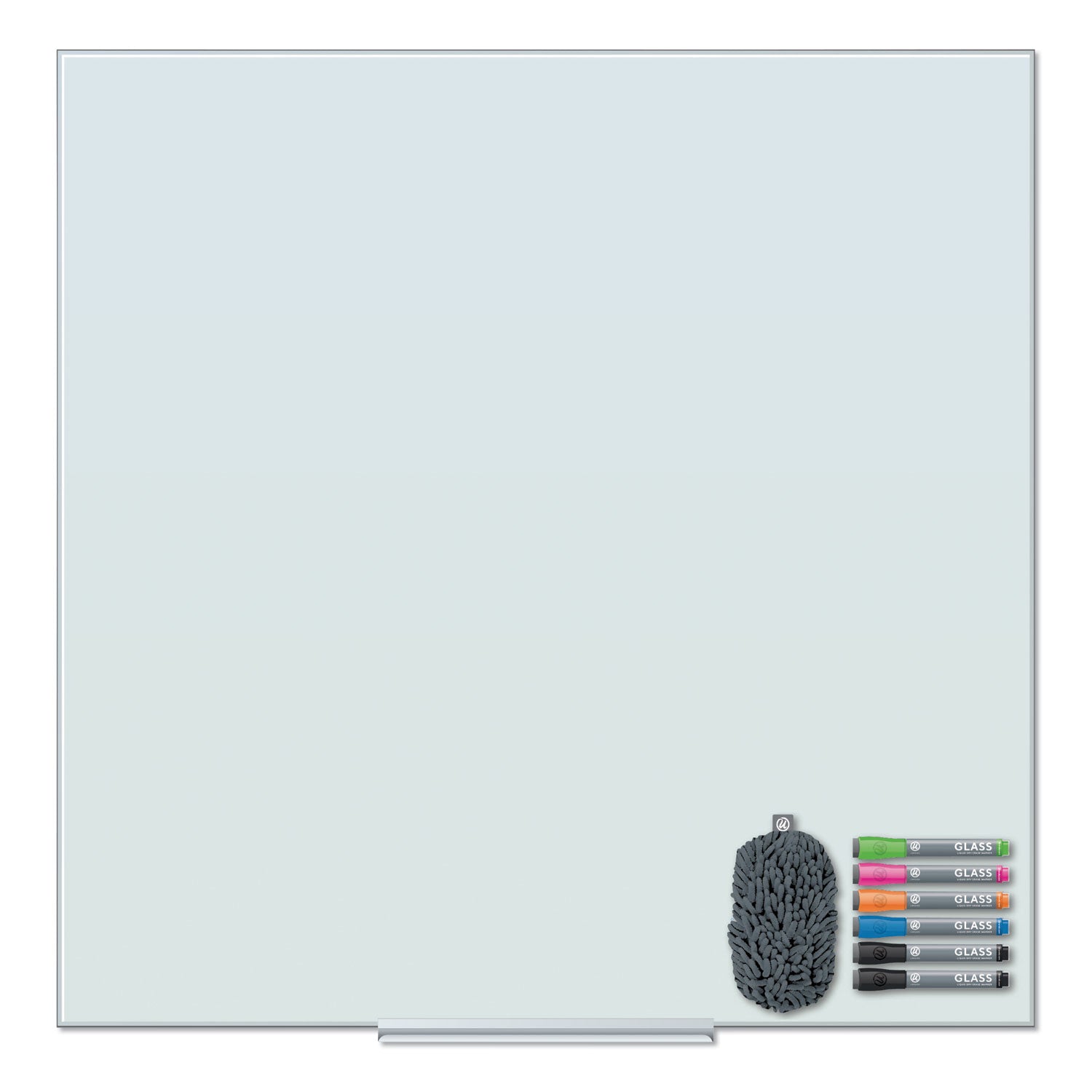 U Brands Floating Glass Dry Erase Board, 36 x 36, White