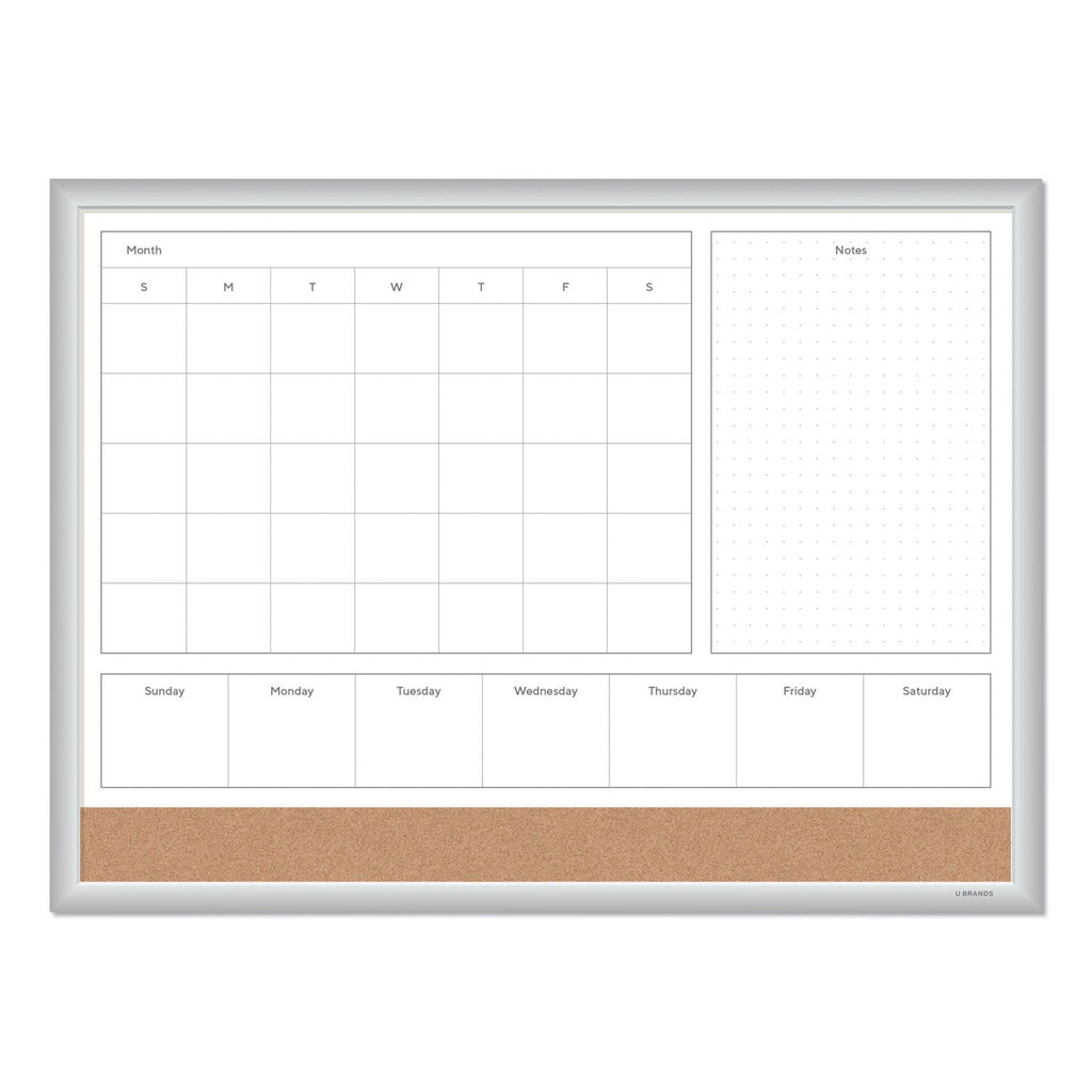 U Brands 4N1 Magnetic Dry Erase Combo Board, 24 x 18, White/Natural