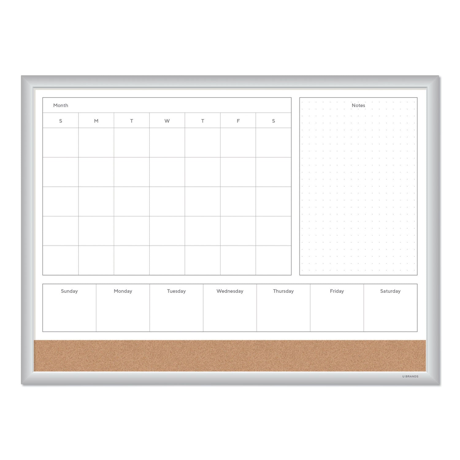U Brands 4N1 Magnetic Dry Erase Combo Board, 24 x 18, White/Natural