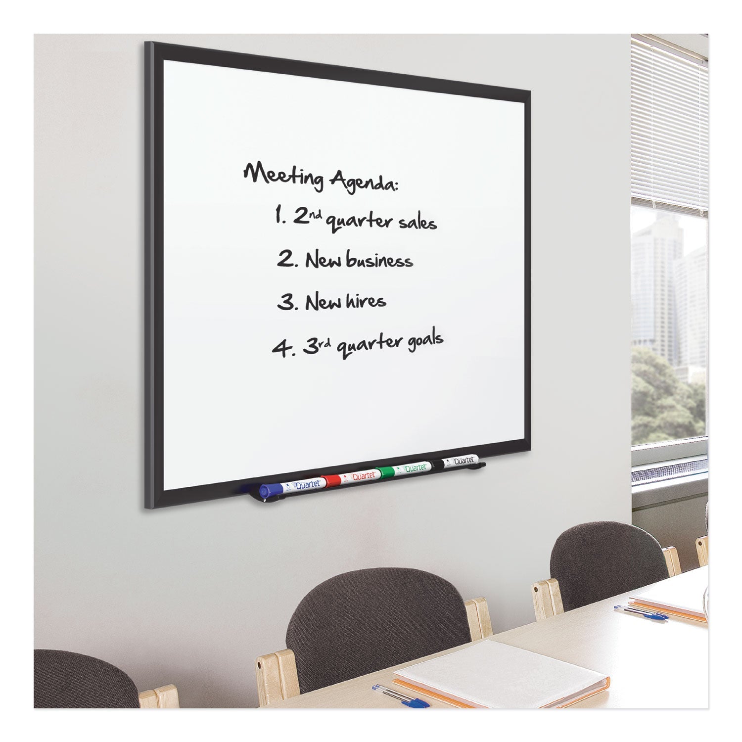Quartet Classic Porcelain Magnetic Whiteboard, 96 x 48, Black Aluminum Frame