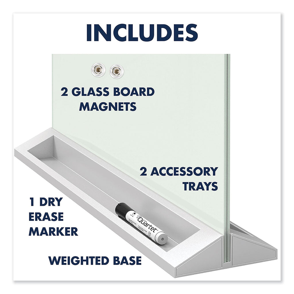 Quartet Desktop Magnetic Glass Dry-Erase Panel, 23" x 17", White