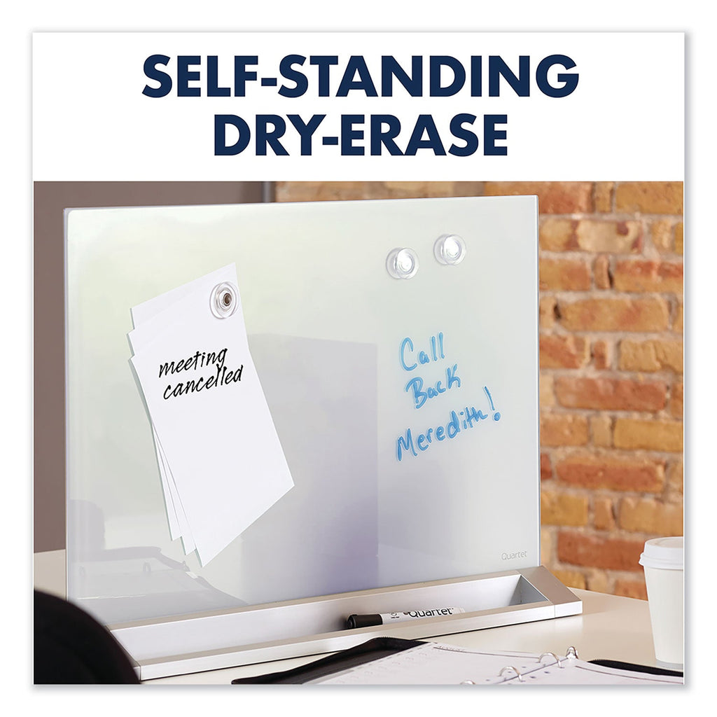 Quartet Desktop Magnetic Glass Dry-Erase Panel, 23" x 17", White
