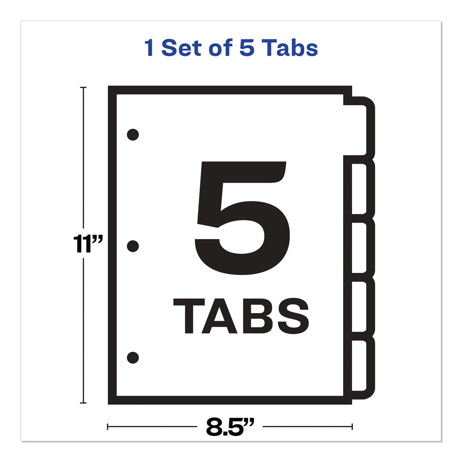 Avery Print and Apply Index Maker Clear Label Dividers, Big Tab, 5-Tab, White Tabs, 11 x 8.5, White, 1 Set